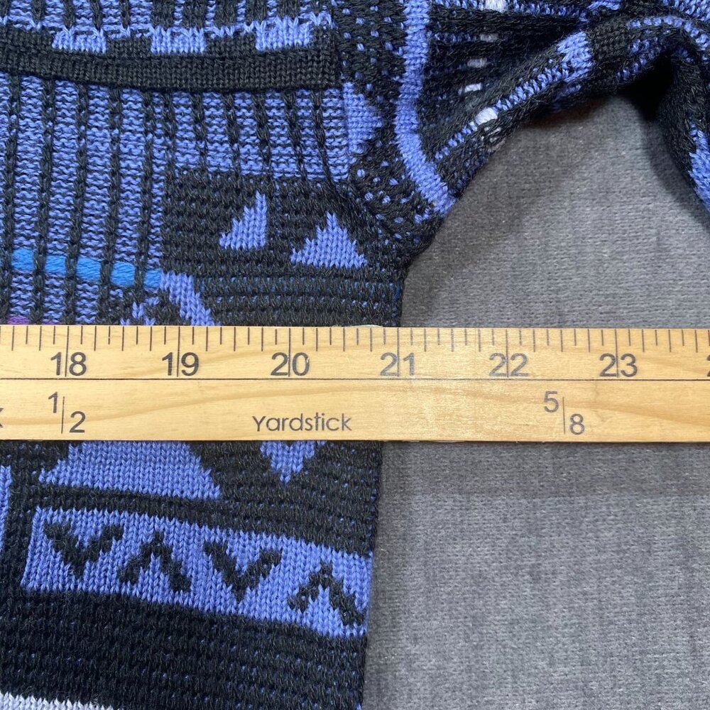 Vintage Descente Pullover Sweater Mens Medium Black & Blue Geometric Wool Blend - Picture 12 of 12